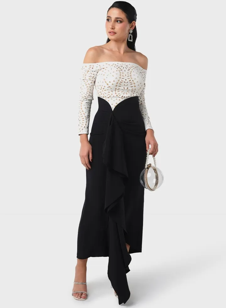 Laser Cut With Twisted Waist Dress