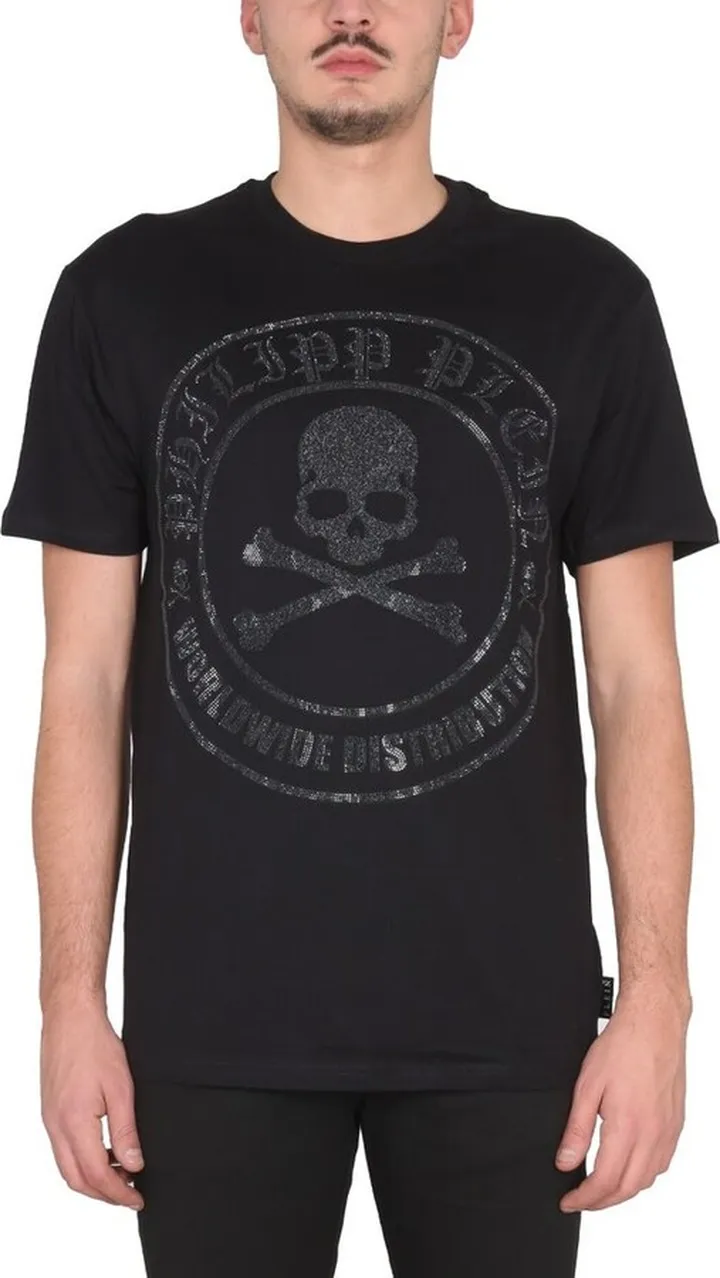 Philipp Plein Skull Bones Logo Crewneck T-Shirt