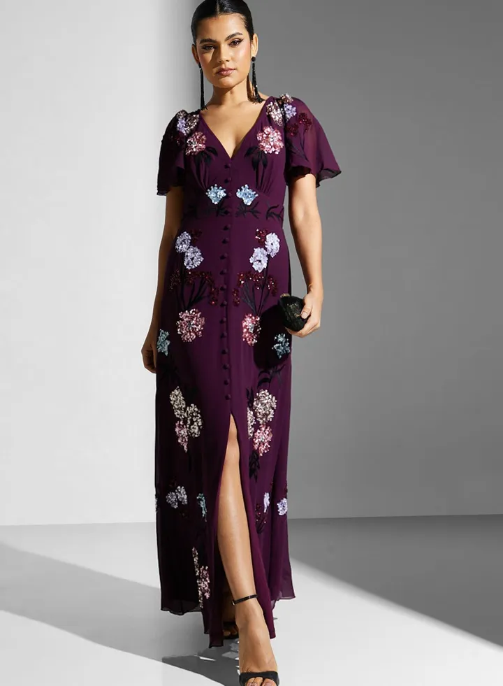 Floral Printed Embellished Dress