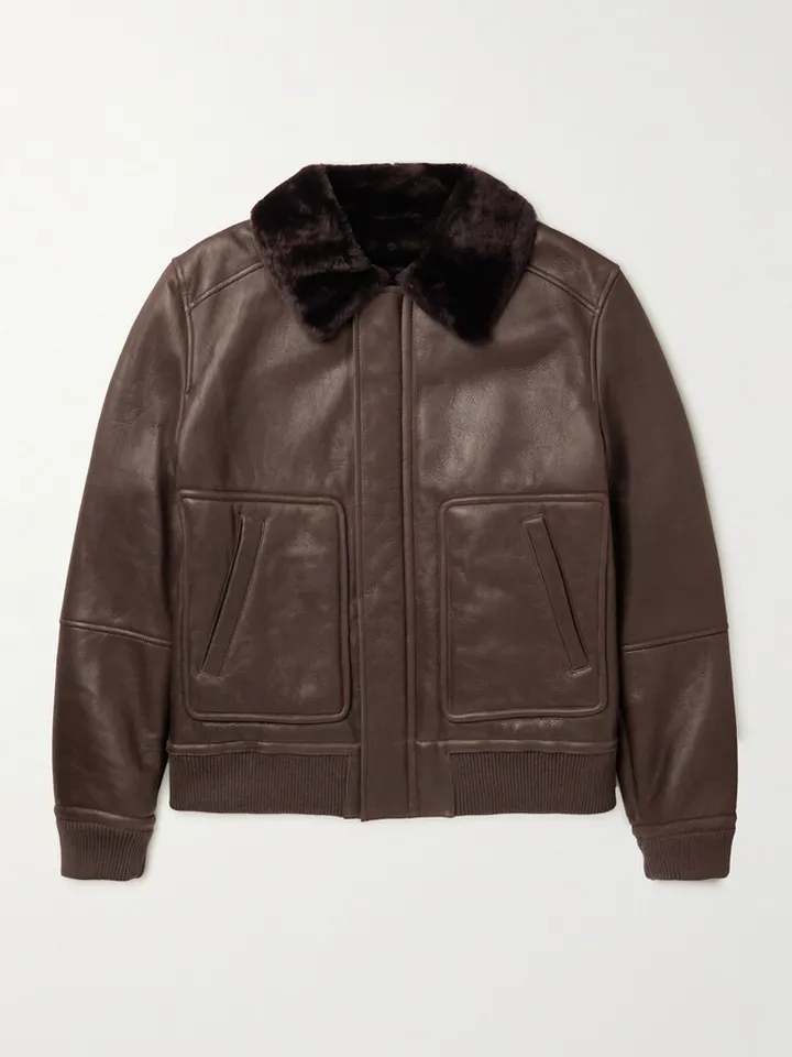 Shearling-Lined Leather Jacket