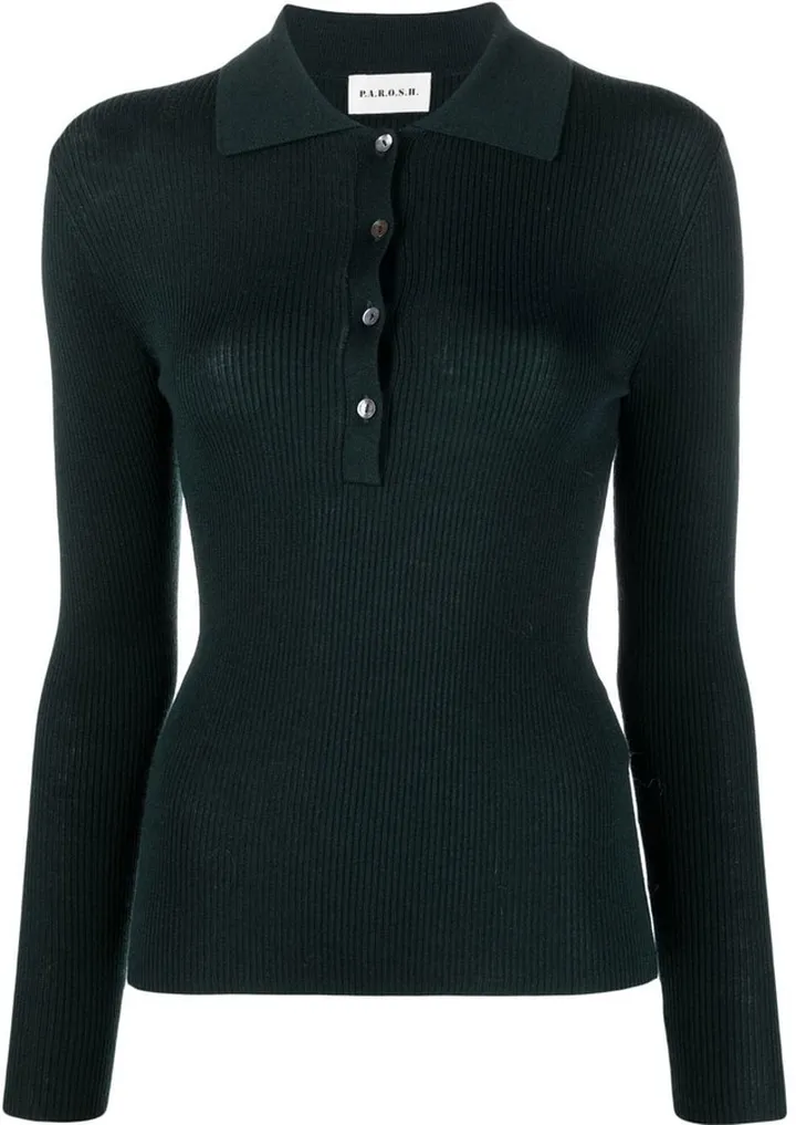 Polo-Collar Knitted Top