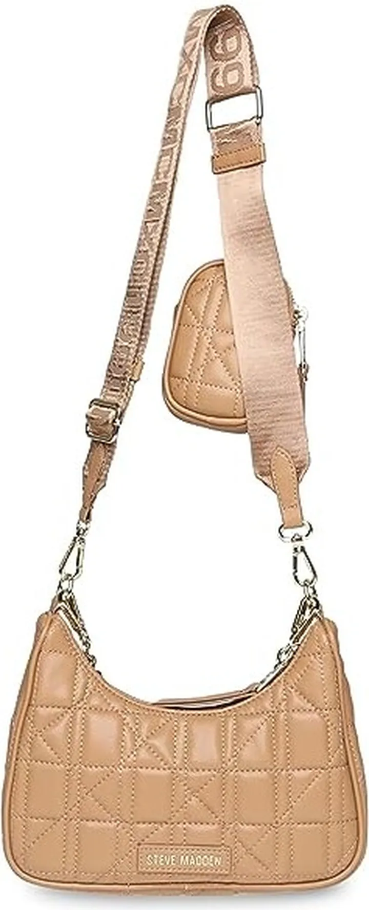 Steve Madden Vital-G Multi Pouch Quilted Crossbody (Camel) Handbags