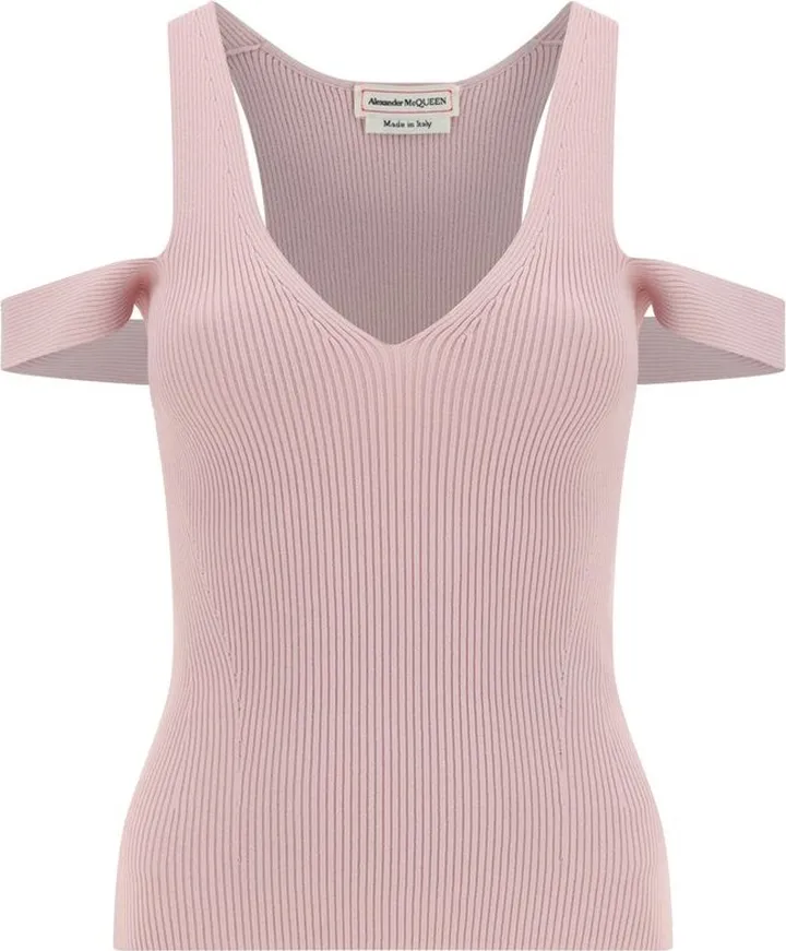 Alexander McQueen V-Neck Cut Out Knitted Top