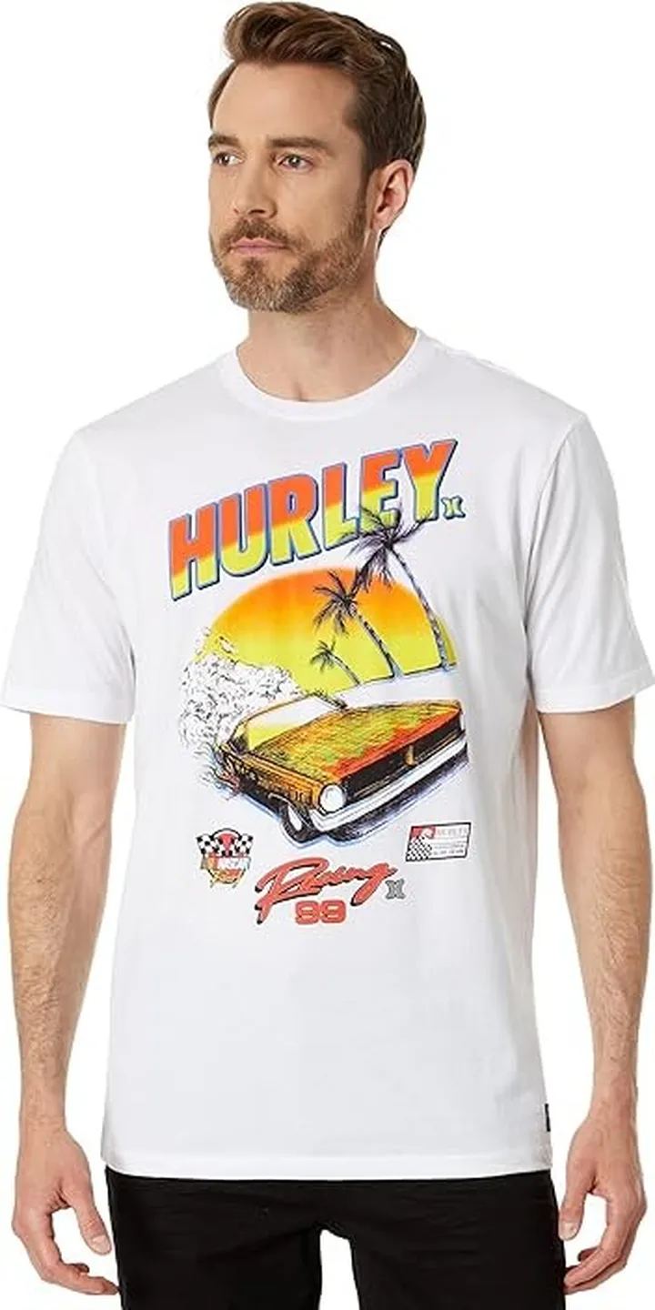 Hurley NASCAR Oh Snap Short Sleeve Tee (White) Men's Clothing