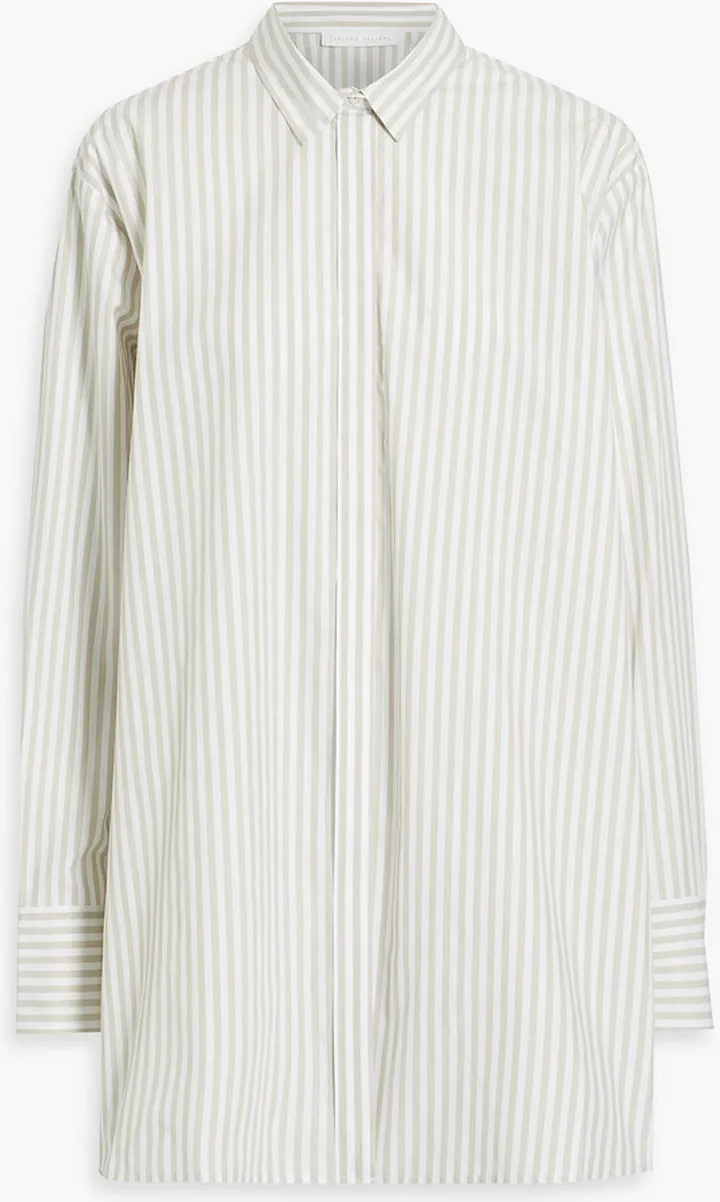 Striped cotton-blend poplin shirt