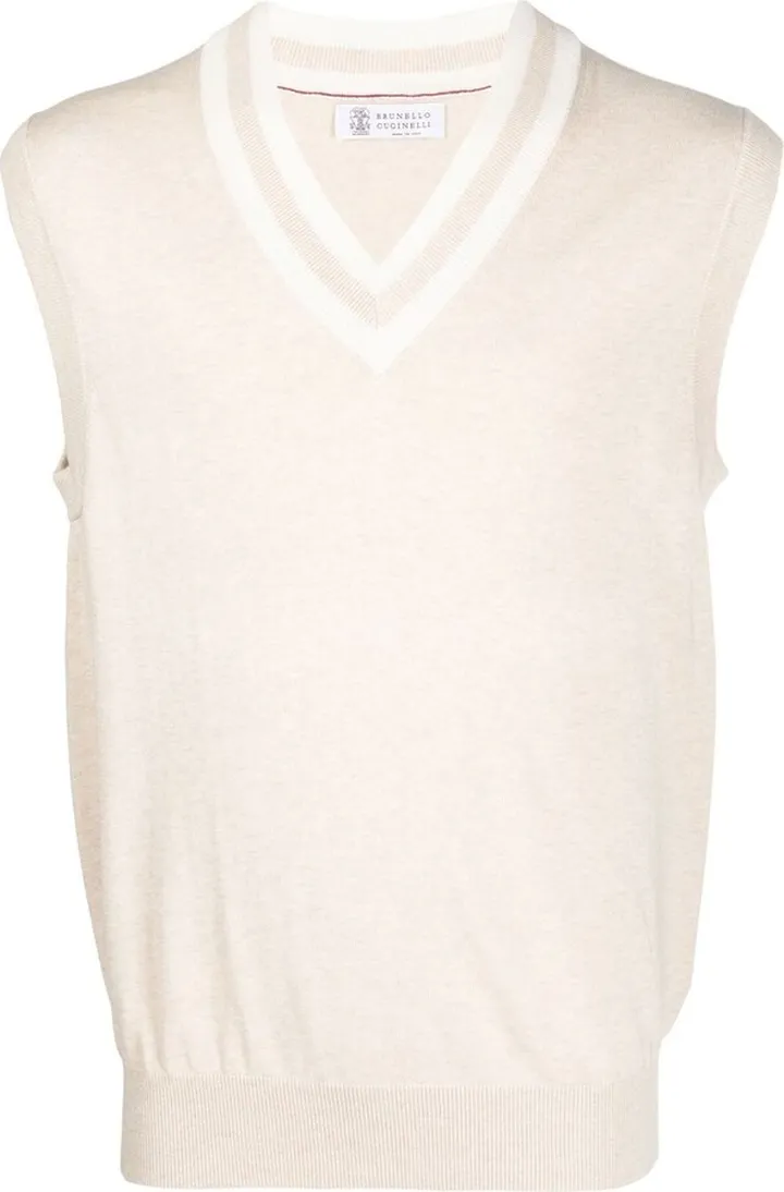V-neck sleeveless jumper