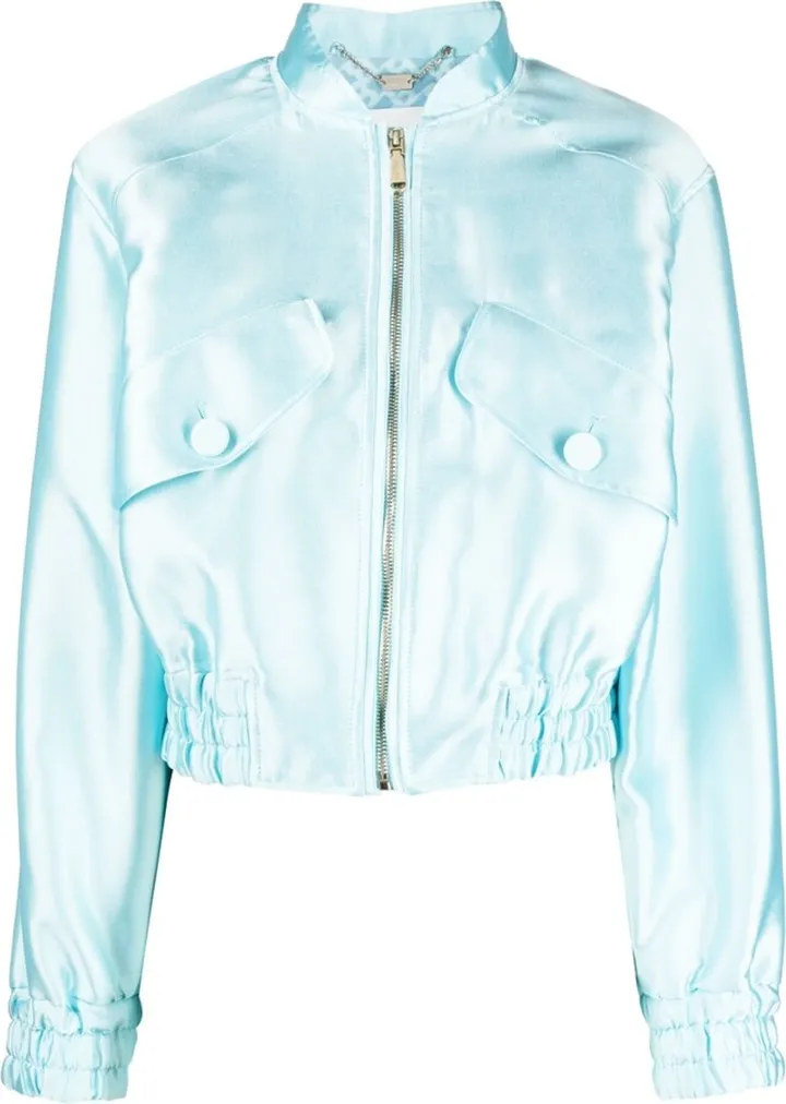 Cropped Satin Bomber Jacket