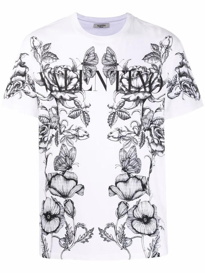 botanical-print T-shirt