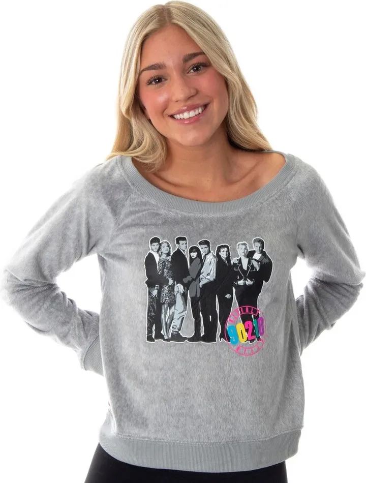 Beverly Hills 90210 Juniors' TV Show Loungewear Long Sleeve Top (MD) Grey