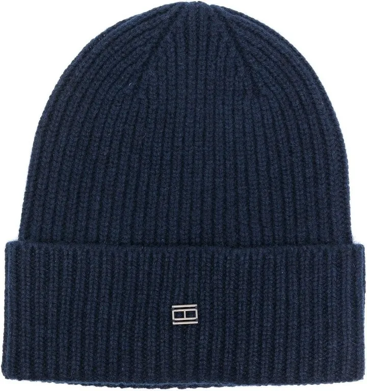 Logo-Plaque Ribbed Beanie