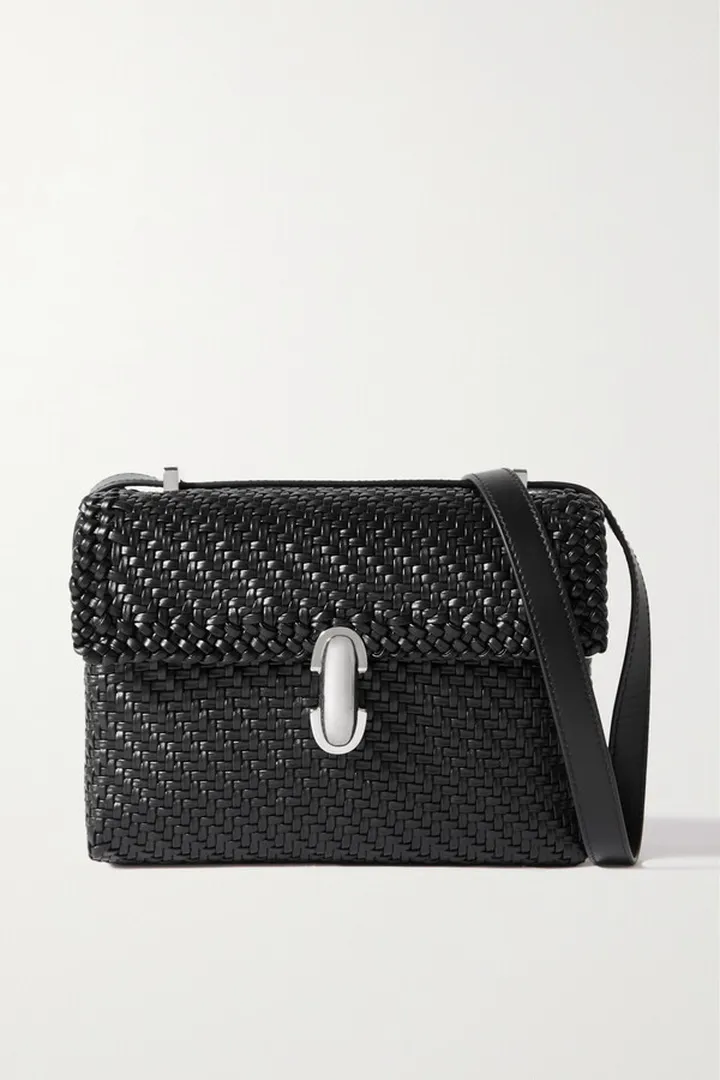 Savette - Symmetry 19 Woven Leather Shoulder Bag - Black