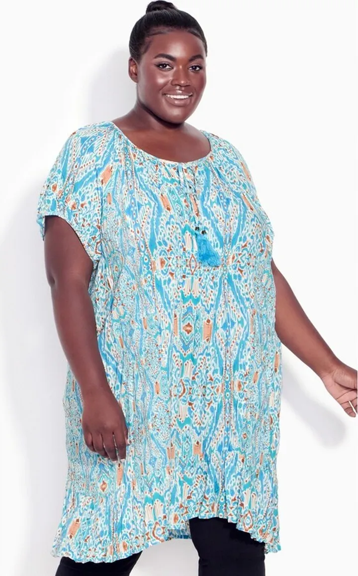 AVENUE| Women's Plus Size Avalon Crush Tunic - aqua - 30W