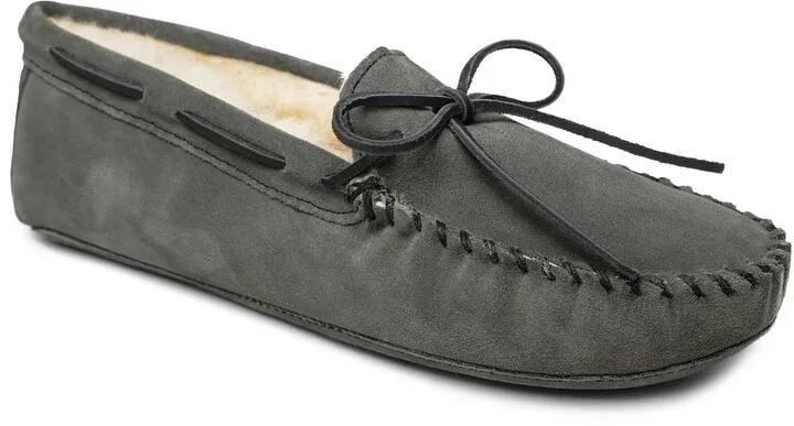 Genuine Shearling Lined Leather Slipper