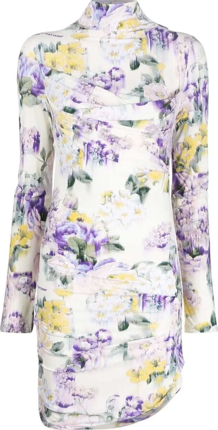 Floral-Print Ruched Dress