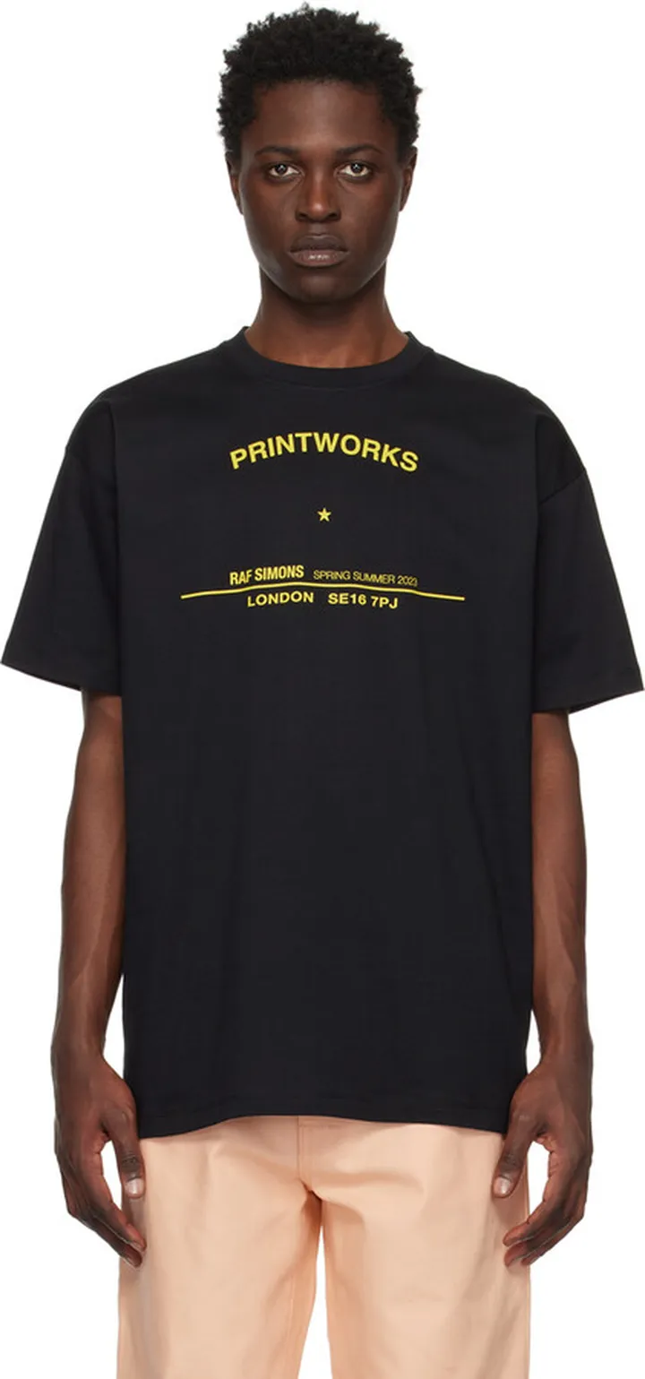 Raf Simons Black 'Printworks Tour' T-Shirt