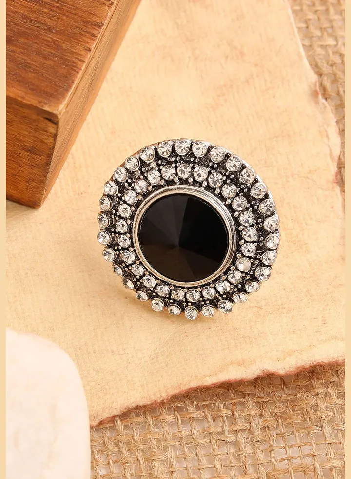 Silver Plated Party Designer Stone Ring For Women