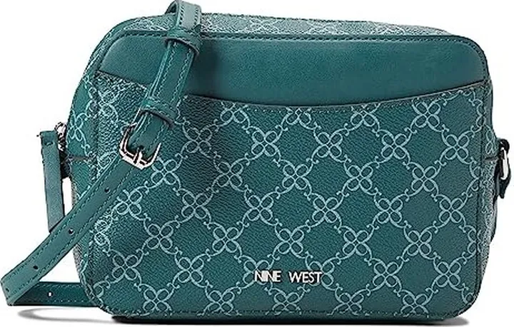 Nine West Calandra Mini Camera Crossbody (Bottle Green Logo) Cross Body Handbags
