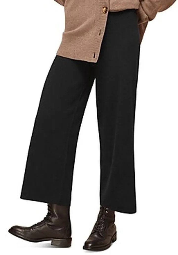 Whistles Cropped Wide Leg Knit Trousers