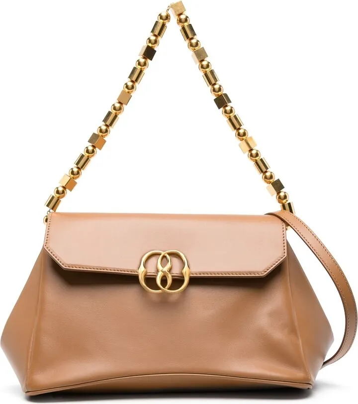 Logo-Plaque Leather Shoulder Bag