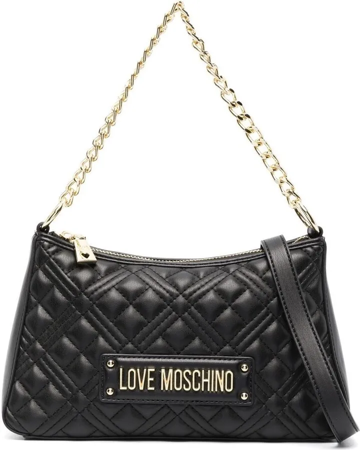 Quilted Logo-Plaque Shoulder Bag