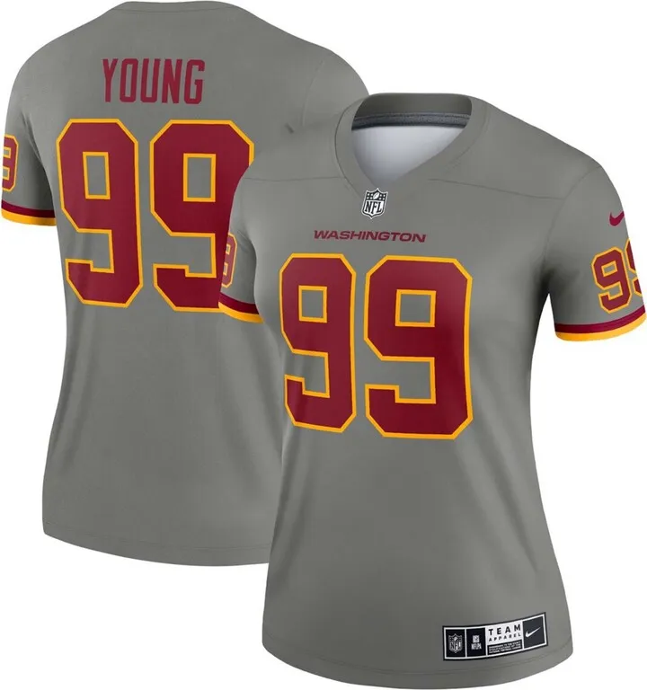 Women's Chase Young Gray Washington Football Team Inverted Legend Jersey
