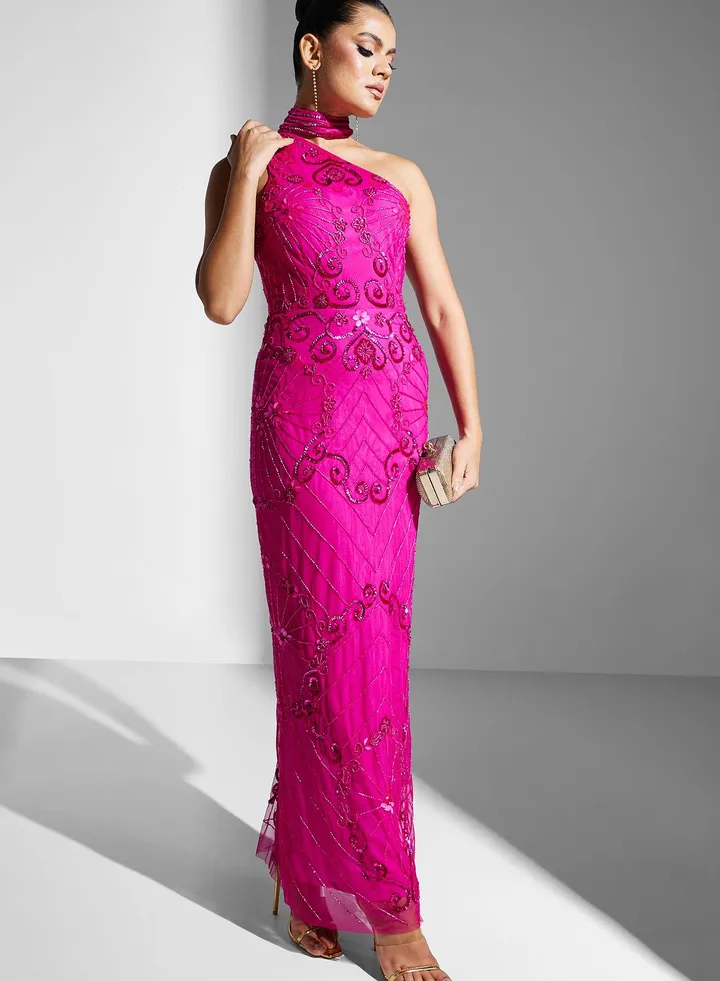 One Shoulder Embellished Dress