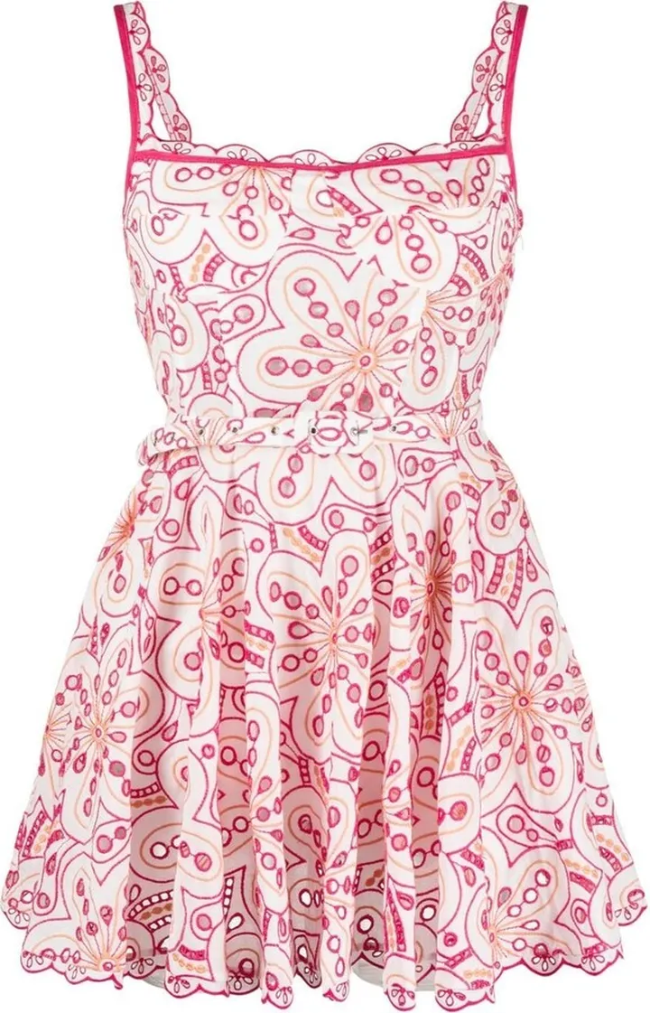 Embroidered Pleated Minidress