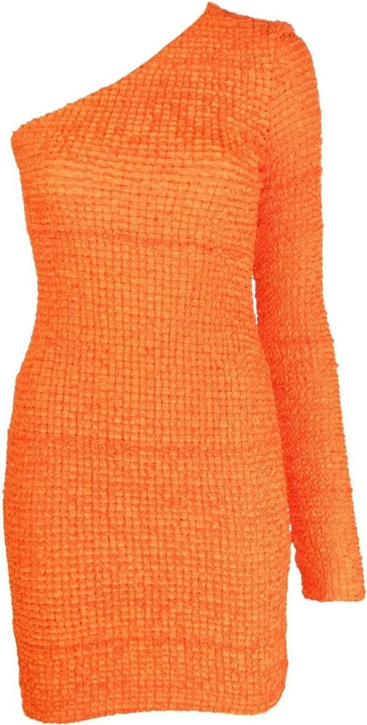 Fitted One-Sleeve Mini Dress