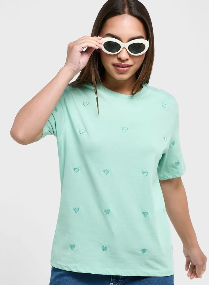All Over Embroidered T-Shirt