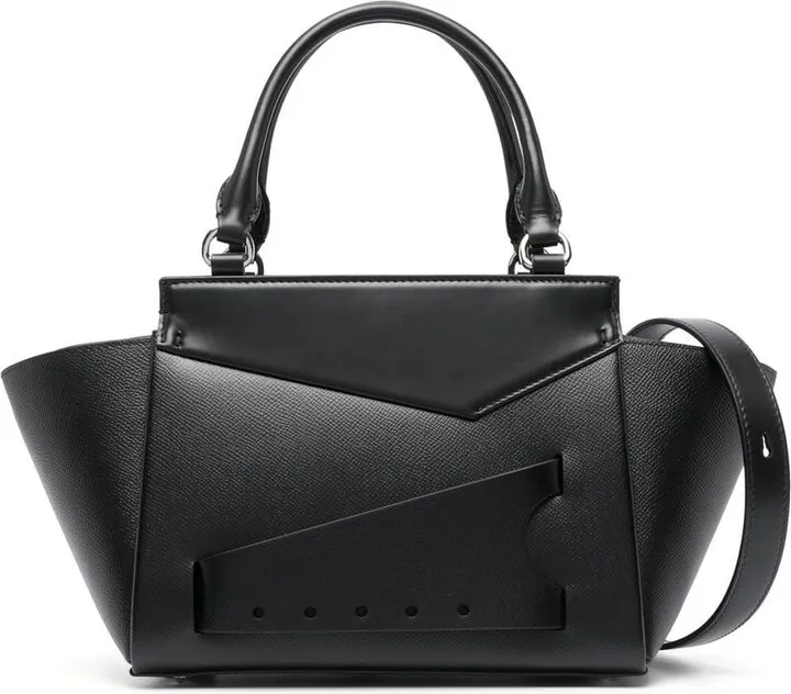 Snatched asymmetric leather tote bag