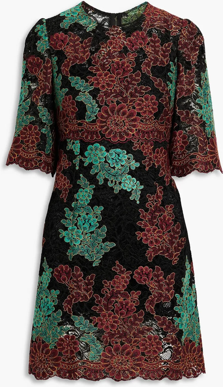 Scalloped corded lace mini dress