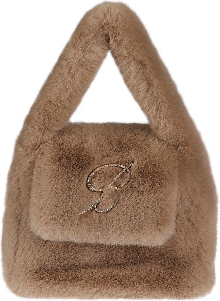 Logo Embellished Furred Tote