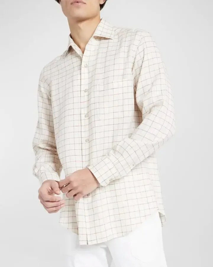 Men's Andre Multi-Check Linen Sport Shirt