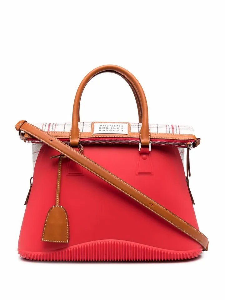 Check-Print Panel Tote Bag