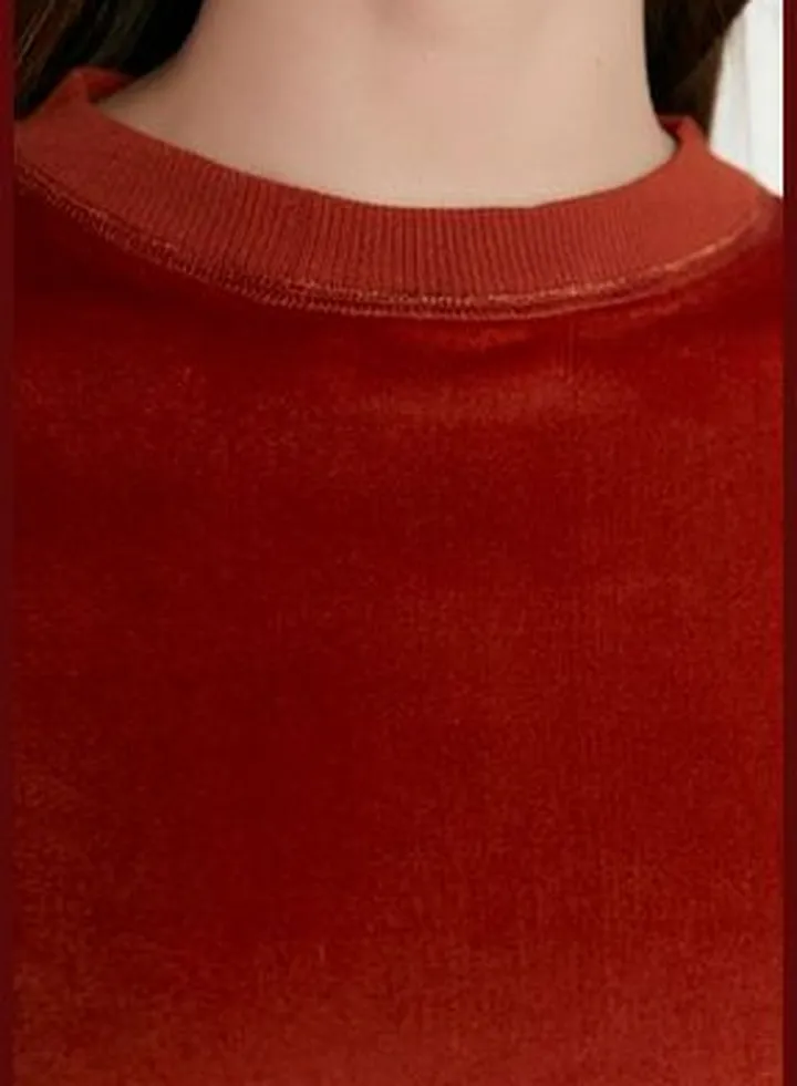 Orange Basic Crop Fit Knitted Sweatshirt TWOAW23SW00689