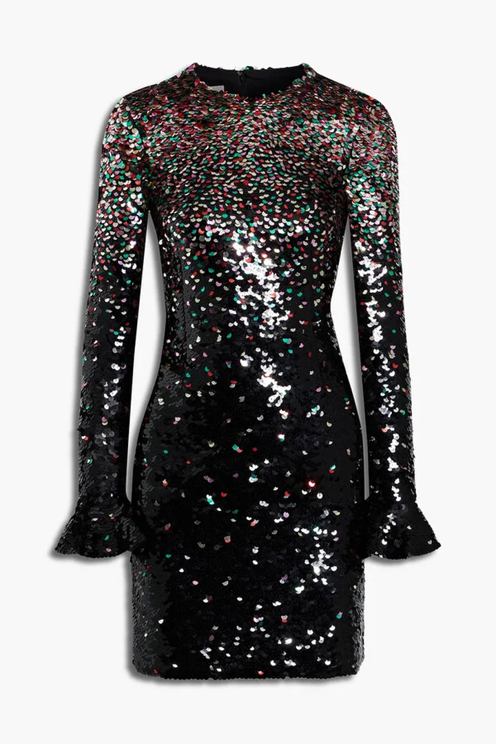 Sequined silk-chiffon mini dress