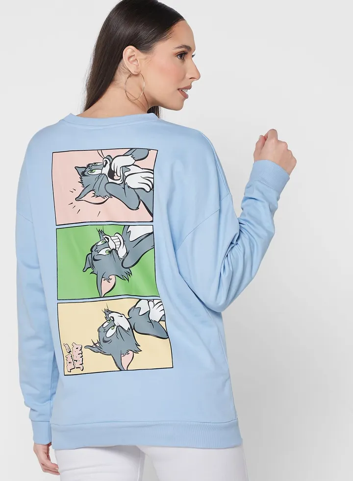 Tom & Jerry Print Knitted Sweatshirt