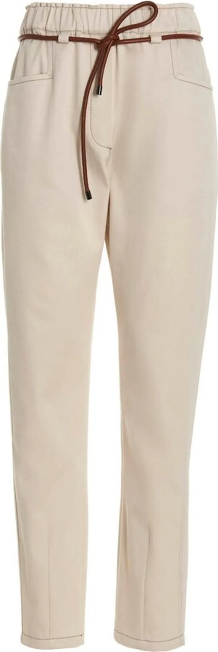 Brunello Cucinelli Belted Cropped Straight-Leg Trousers
