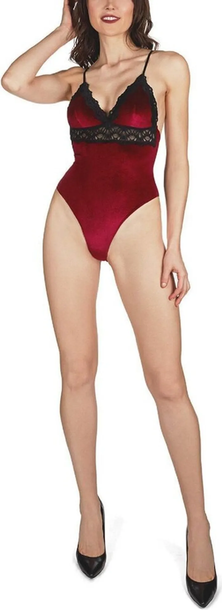 MeMoi Women's Sylvie Soft Velvet Bodysuit