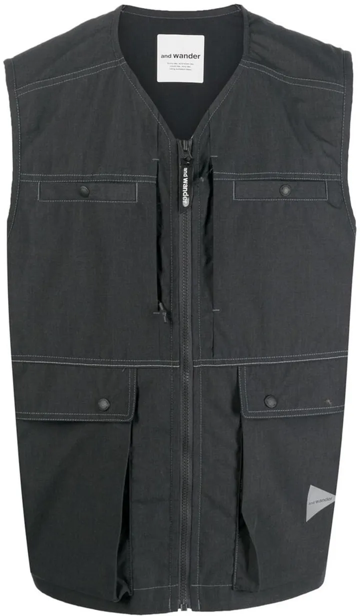 Contrast Stitching Zip-Up Gilet