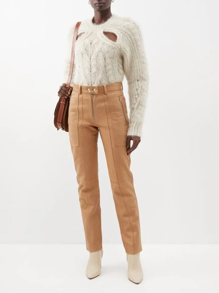 Anazia Slim-leg Leather Trousers