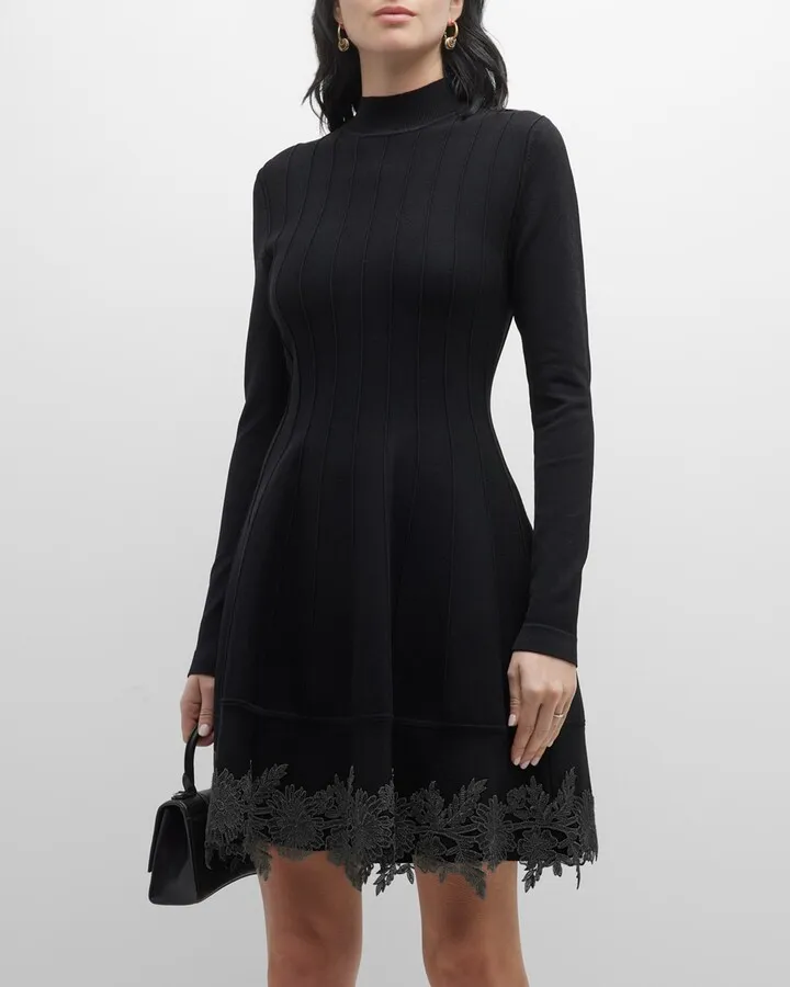 Flare Lace Trim Dress