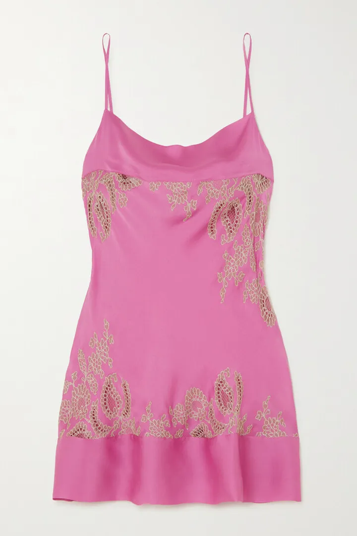 Carine Gilson - Lace-trimmed Silk Chemise - Pink