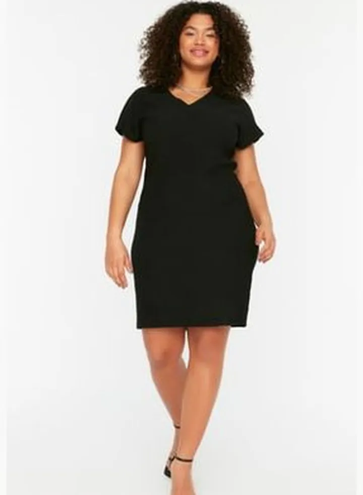 Black Straight Cut Knitted Dress