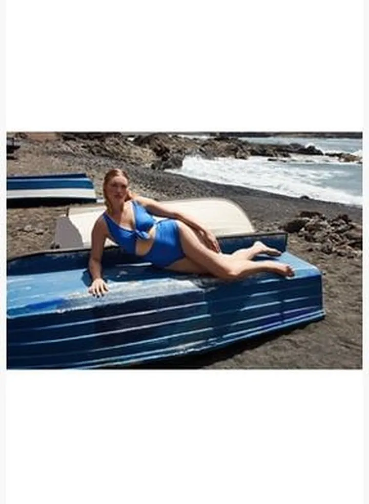 Blue Cut-Out Tie Swimsuit