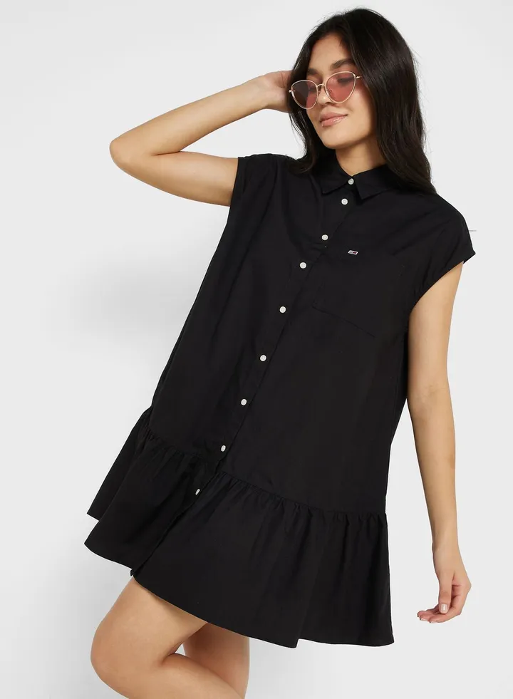 Button Detail Shirt Dress
