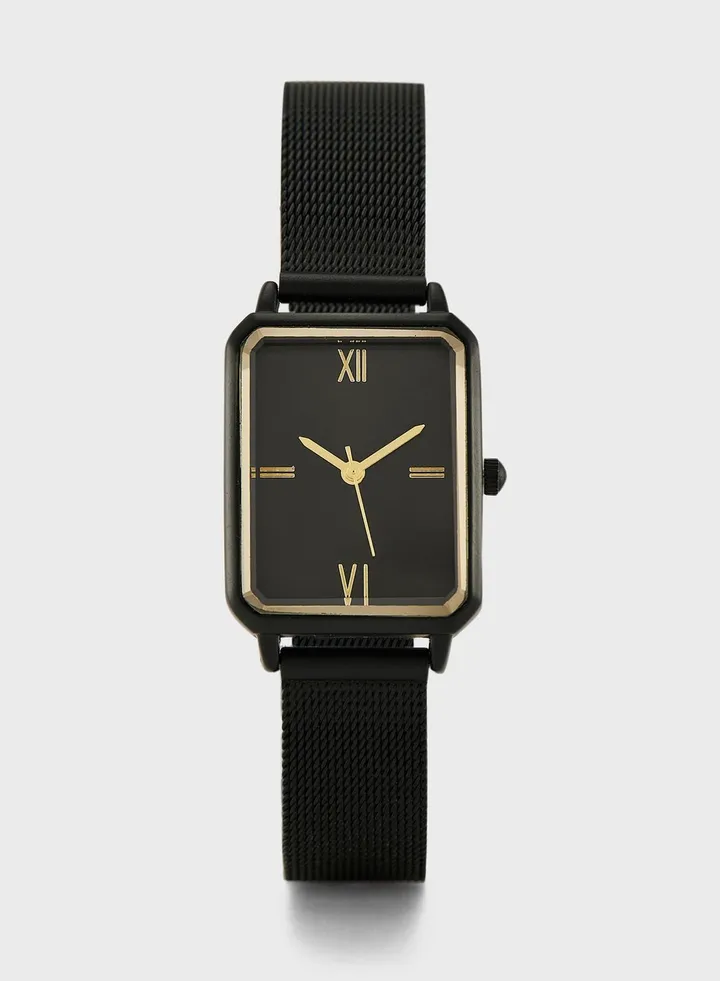 Rectangular Metal Chain Strap Analogue Watch