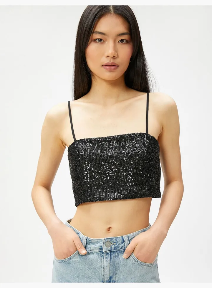 Sequined Thin Strappy Top