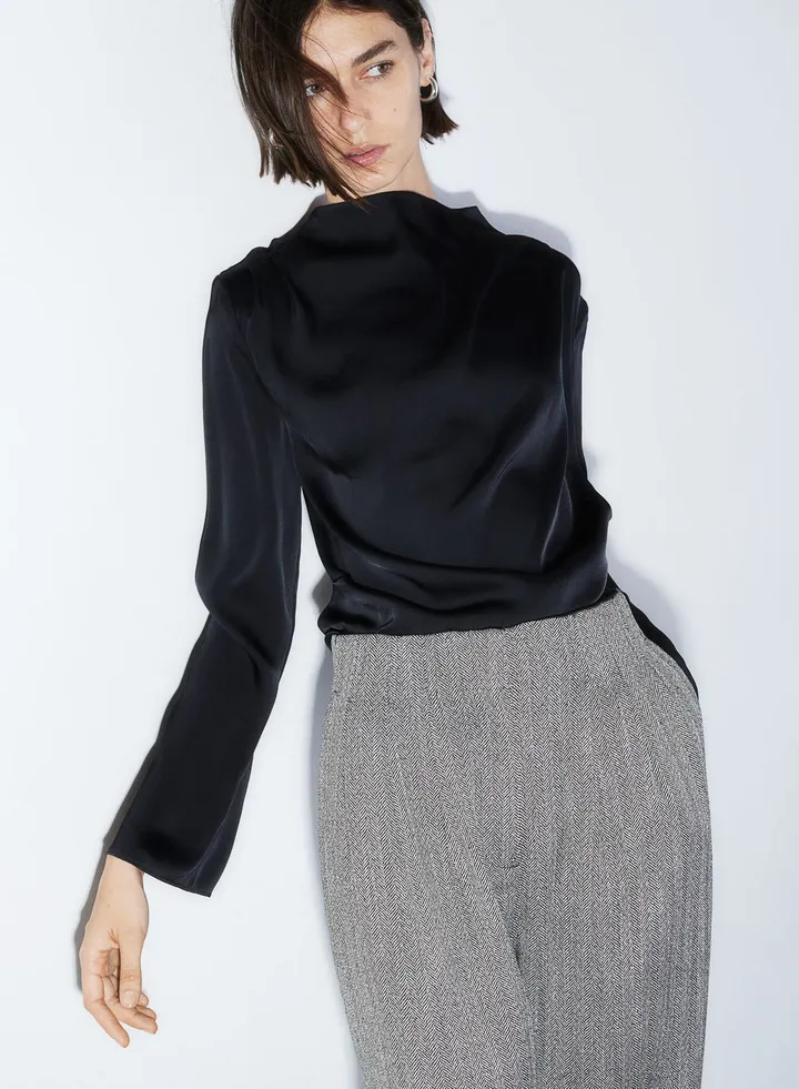 Crew Neck Satin Top