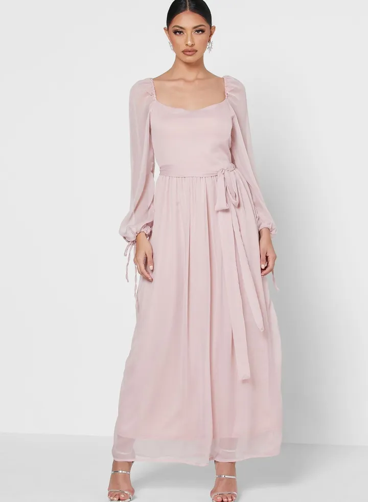 Sleeve Tie Detail Dress